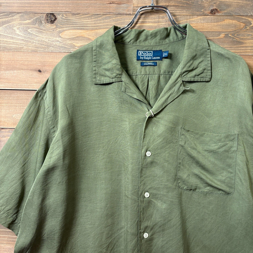 2000s Polo Ralph Lauren Silk Linen Open Collar Shirt
