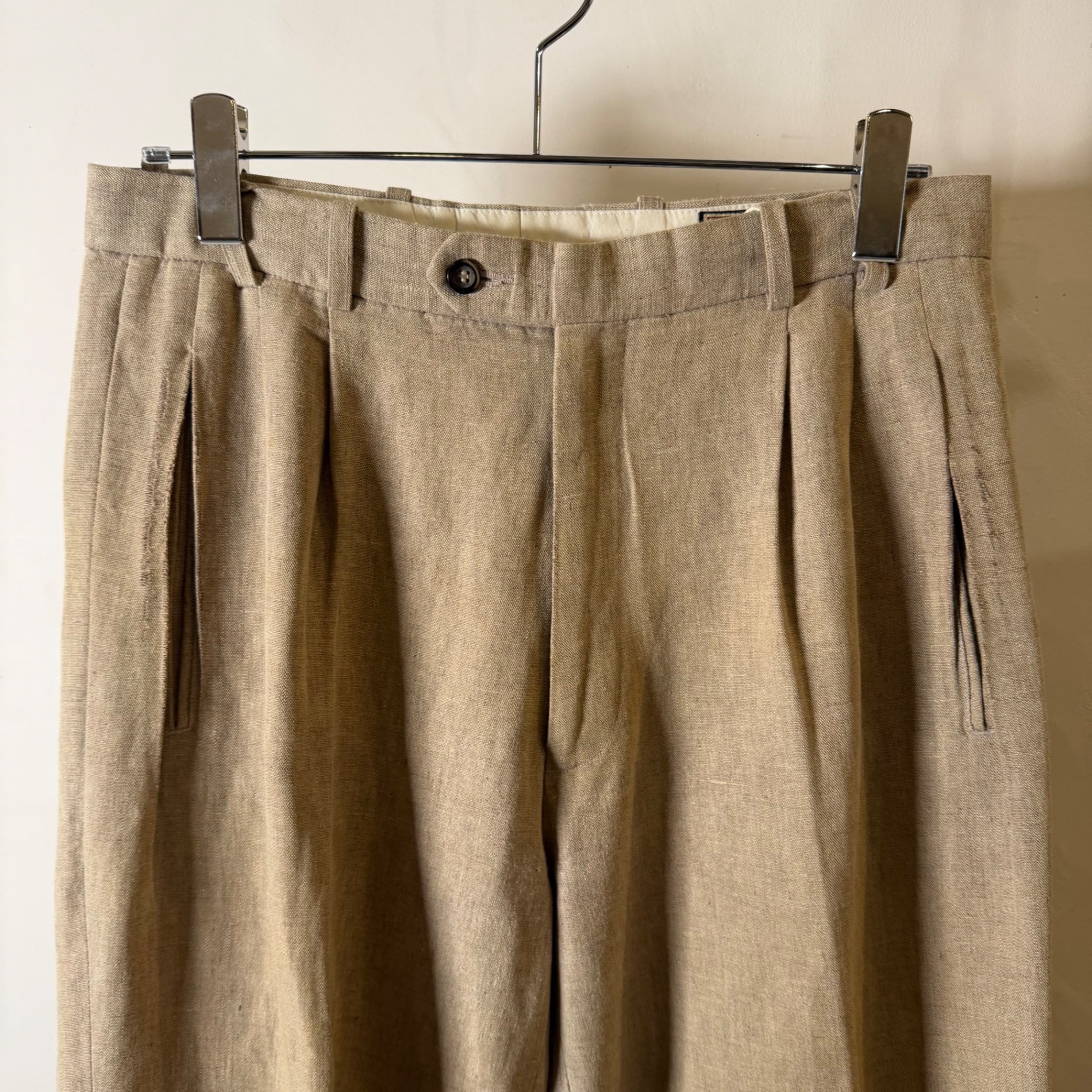 1990s J. RIGGINGS "Linen×Cotton" 2 Tuck Slacks
