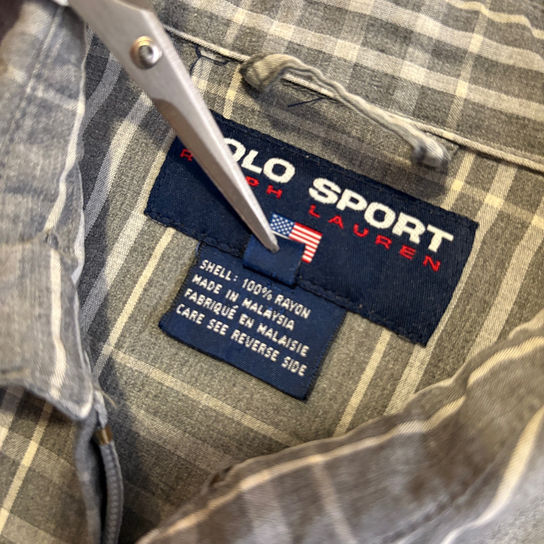1990s POLO SPORT "RAYON" Plaid Drizzler Jacket