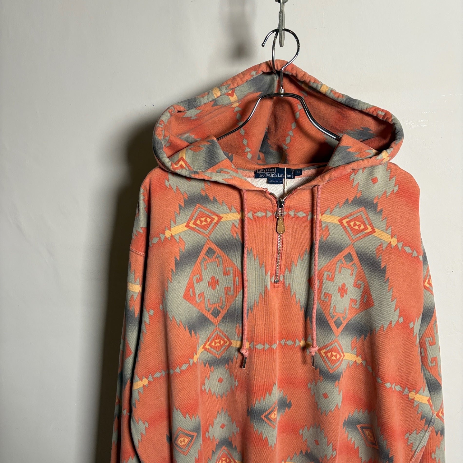 1980s~1990s Polo Ralph Lauren "Native Pattern" Half-Zip Hoodie