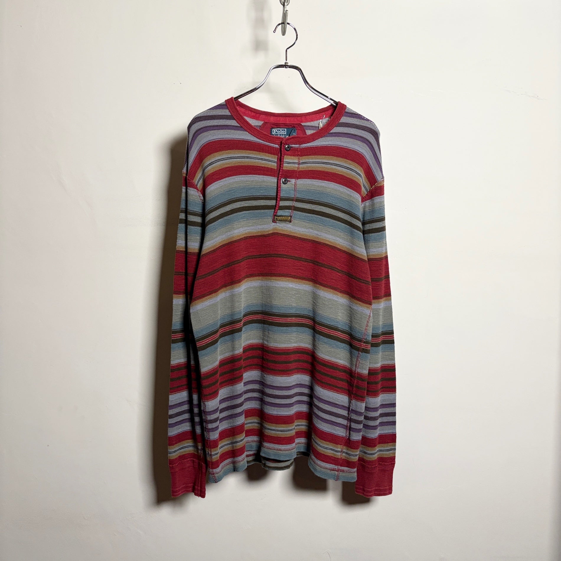 Polo Ralph Lauren "Multi-Color Border" Henry Neck Thermal L/S TEE