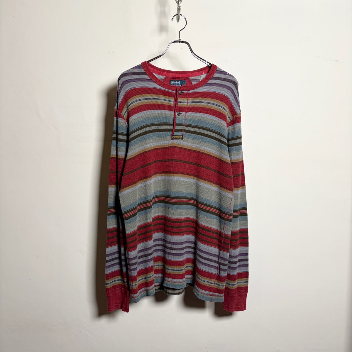 Polo Ralph Lauren "Multi-Color Border" Henry Neck Thermal L/S TEE