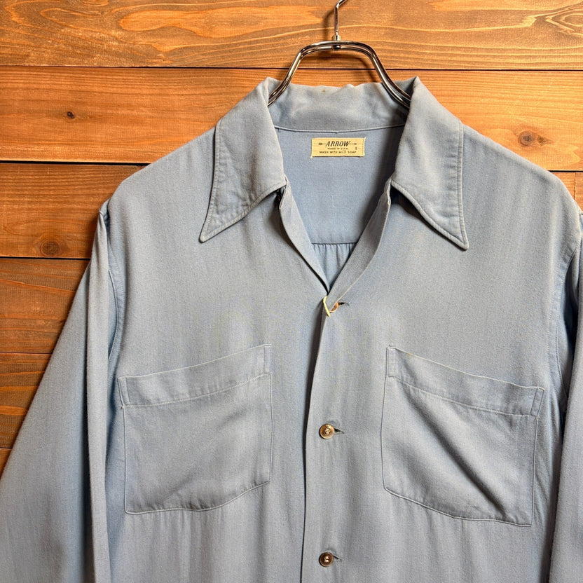 1940s ARROW "Light Blue" Rayon Gabardine Shirt