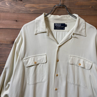 1980s Polo Ralph Lauren "Made in USA" Rayon Gabardine Open Collar Shirt