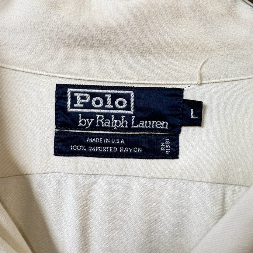 1980s Polo Ralph Lauren "Made in USA" Rayon Gabardine Open Collar Shirt