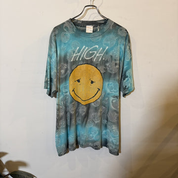 1990s "WEED SKULL" Smily Face Tie-Dye T-Shirt