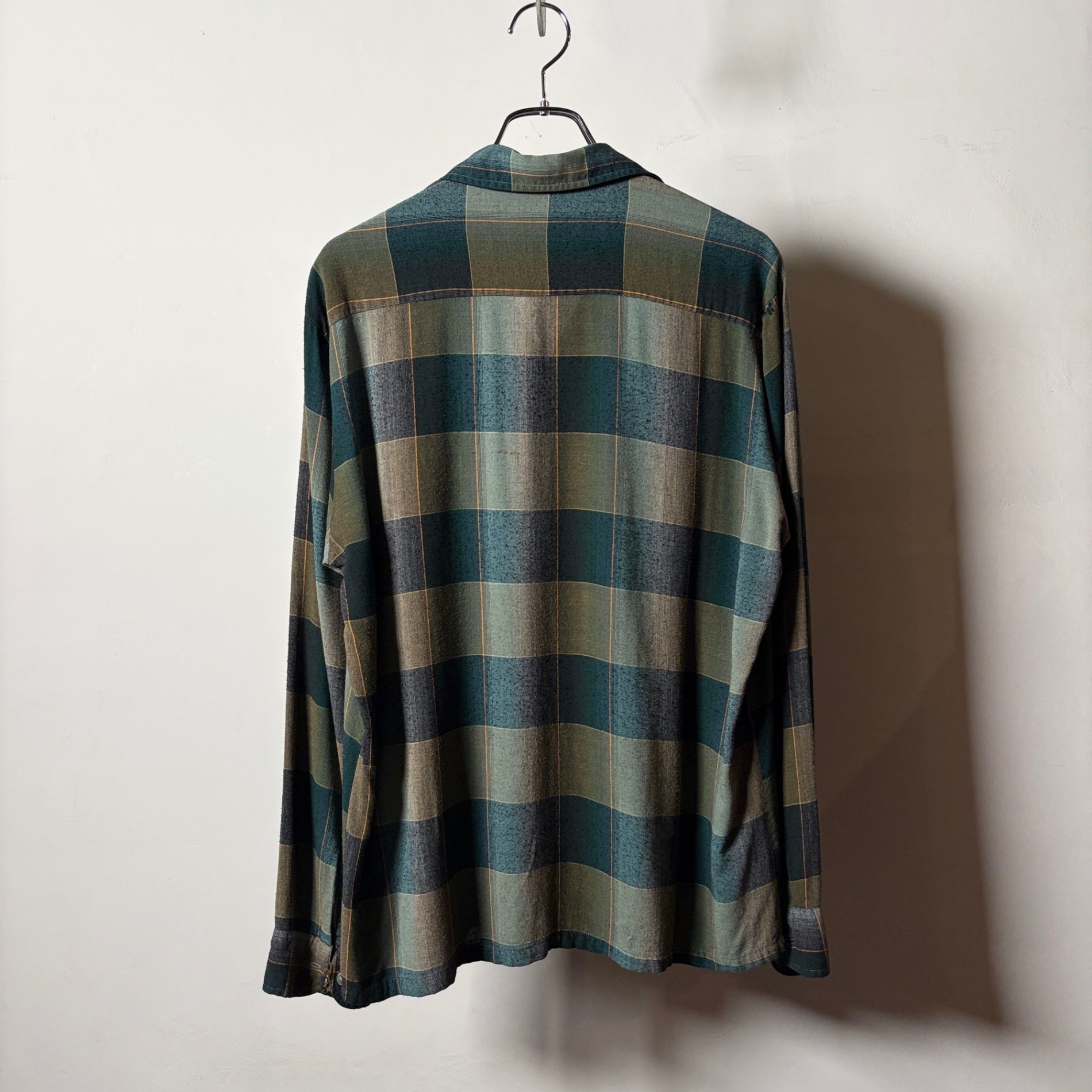 1960s TOWNCRAFT Ombre Check Rayon Shirt